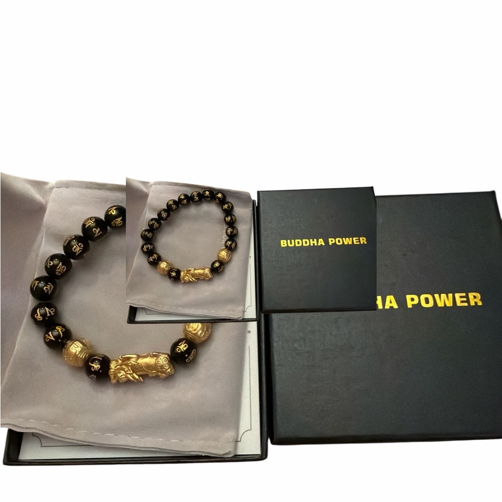 Black and Gold Pixiu Bracelet Set